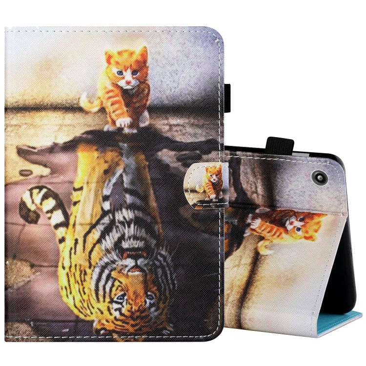 Sewing Thread Horizontal Painted Flat Leather Case with Pen Cover & Anti Skid Strip & Card Slot & Holder, For Amazon Kindle Fire 7 2019 / 2017 / 2015, For Samsung Galaxy Tab A 10.1 (2019) T510 / T515