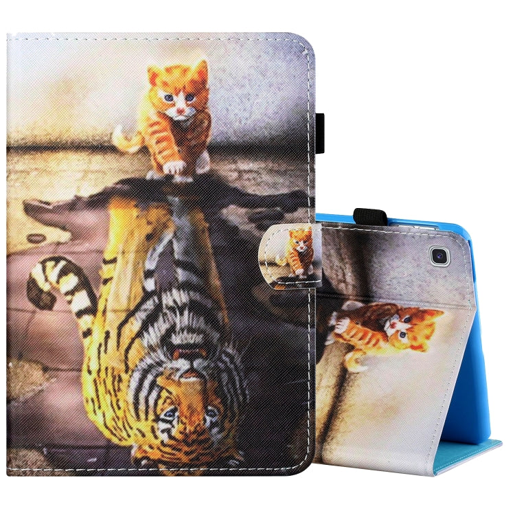 Sewing Thread Horizontal Painted Flat Leather Case with Pen Cover & Anti Skid Strip & Card Slot & Holder, For Amazon Kindle Fire 7 2019 / 2017 / 2015, For Samsung Galaxy Tab A 10.1 (2019) T510 / T515