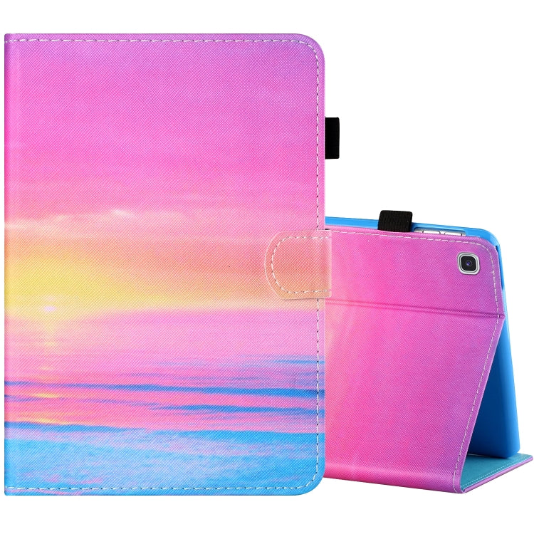 Sewing Thread Horizontal Painted Flat Leather Case with Pen Cover & Anti Skid Strip & Card Slot & Holder, For Amazon Kindle Fire 7 2019 / 2017 / 2015, For Samsung Galaxy Tab A 10.1 (2019) T510 / T515