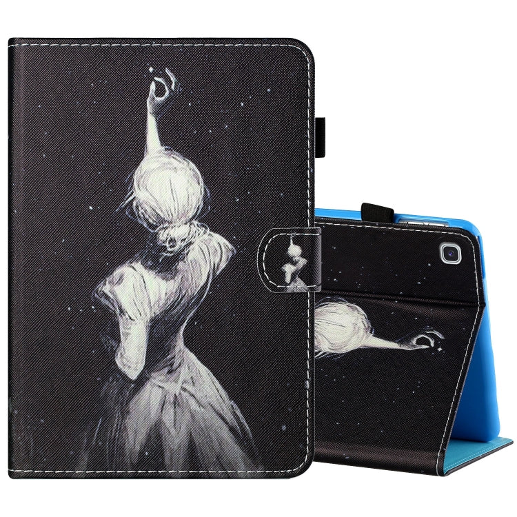 Sewing Thread Horizontal Painted Flat Leather Case with Pen Cover & Anti Skid Strip & Card Slot & Holder, For Amazon Kindle Fire 7 2019 / 2017 / 2015, For Samsung Galaxy Tab A 10.1 (2019) T510 / T515