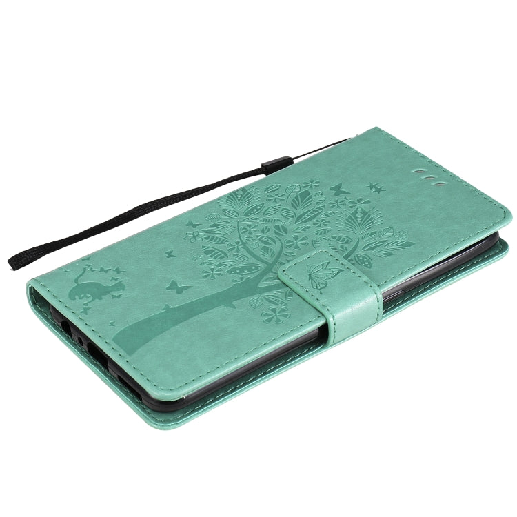 Tree & Cat Pattern Pressed Printing Horizontal Flip PU Leather Case with Holder & Card Slots & Wallet & Lanyard, For OnePlus Nord N10 5G, For OnePlus Nord N100