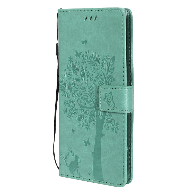 Tree & Cat Pattern Pressed Printing Horizontal Flip PU Leather Case with Holder & Card Slots & Wallet & Lanyard, For OPPO A53(2020) / A32, For Nokia 2.4