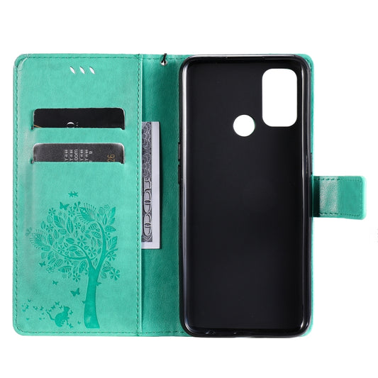 OPPO A53 2020 case showcasing detailed tree and cat pressed printing pattern