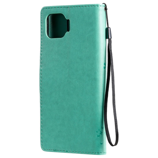 Side view of horizontal flip PU leather case with lanyard attachment for OPPO F17 Pro