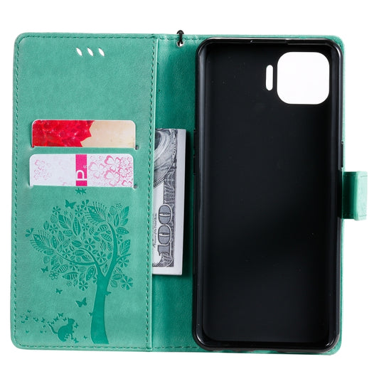 Card slot detail on tree cat pattern wallet case for OPPO F17 Pro Reno4 Lite