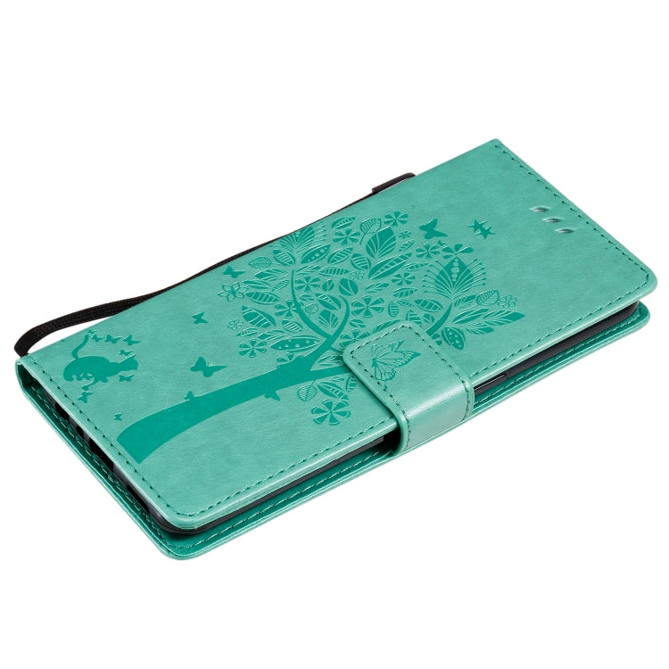 Tree & Cat Pattern Pressed Printing Horizontal Flip PU Leather Case with Holder & Card Slots & Wallet & Lanyard, For OPPO F17 Pro / Reno4 Lite, For Nokia 3.4