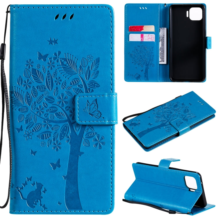 Tree & Cat Pattern Pressed Printing Horizontal Flip PU Leather Case with Holder & Card Slots & Wallet & Lanyard, For OPPO F17 Pro / Reno4 Lite, For Nokia 3.4