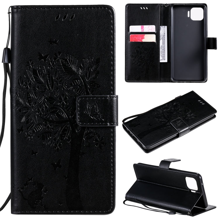 Tree & Cat Pattern Pressed Printing Horizontal Flip PU Leather Case with Holder & Card Slots & Wallet & Lanyard, For OPPO F17 Pro / Reno4 Lite, For Nokia 3.4