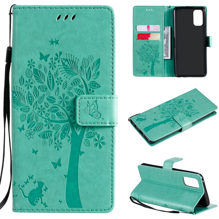 Tree & Cat Pattern Pressed Printing Horizontal Flip PU Leather Case with Holder & Card Slots & Wallet & Lanyard, For OPPO Realme 7 Pro, For Sony Xperia5 II