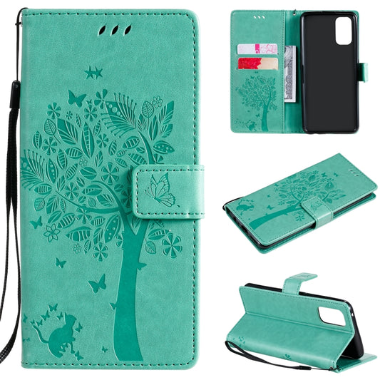 Tree and cat pattern PU leather flip case with card slots for Realme 7 Pro