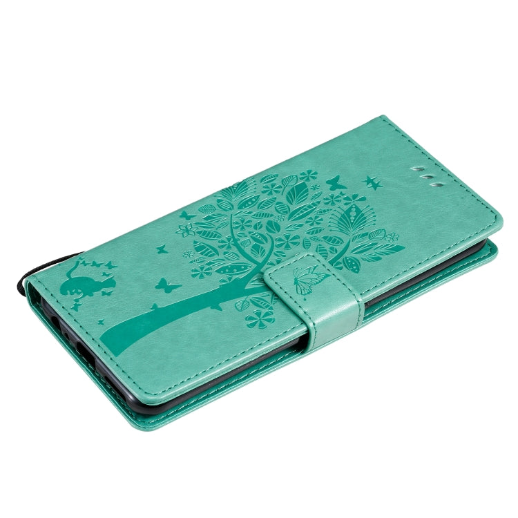 Tree & Cat Pattern Pressed Printing Horizontal Flip PU Leather Case with Holder & Card Slots & Wallet & Lanyard, For OPPO Realme 7 Pro, For Sony Xperia5 II