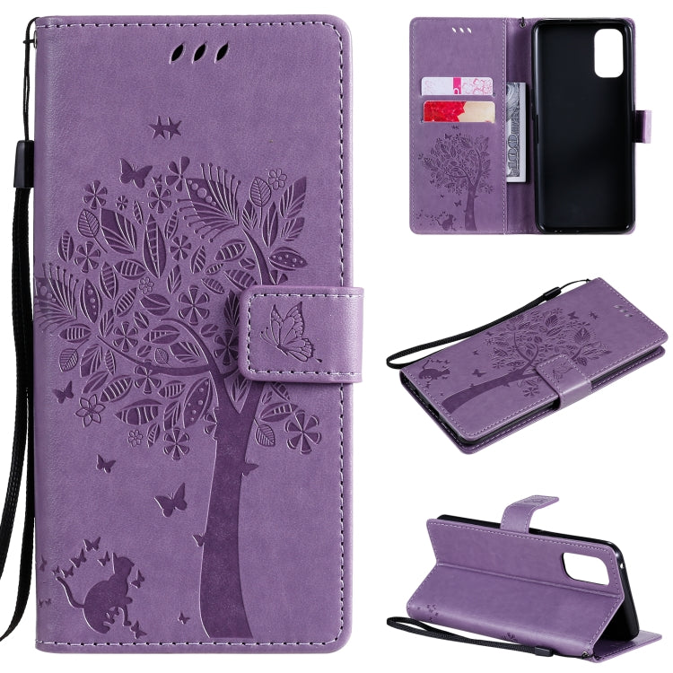 Tree & Cat Pattern Pressed Printing Horizontal Flip PU Leather Case with Holder & Card Slots & Wallet & Lanyard, For OPPO Realme 7 Pro, For Sony Xperia5 II