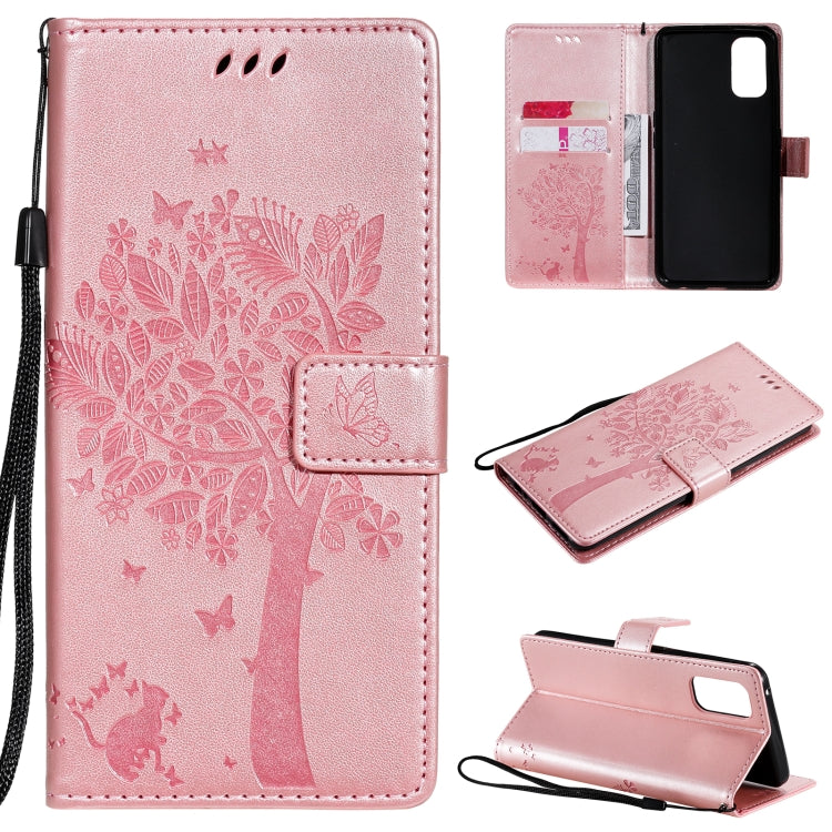 Tree & Cat Pattern Pressed Printing Horizontal Flip PU Leather Case with Holder & Card Slots & Wallet & Lanyard, For OPPO Realme 7 Pro, For Sony Xperia5 II