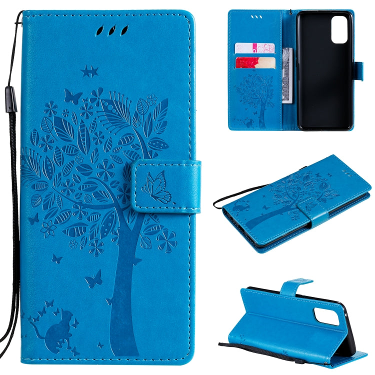 Tree & Cat Pattern Pressed Printing Horizontal Flip PU Leather Case with Holder & Card Slots & Wallet & Lanyard, For OPPO Realme 7 Pro, For Sony Xperia5 II