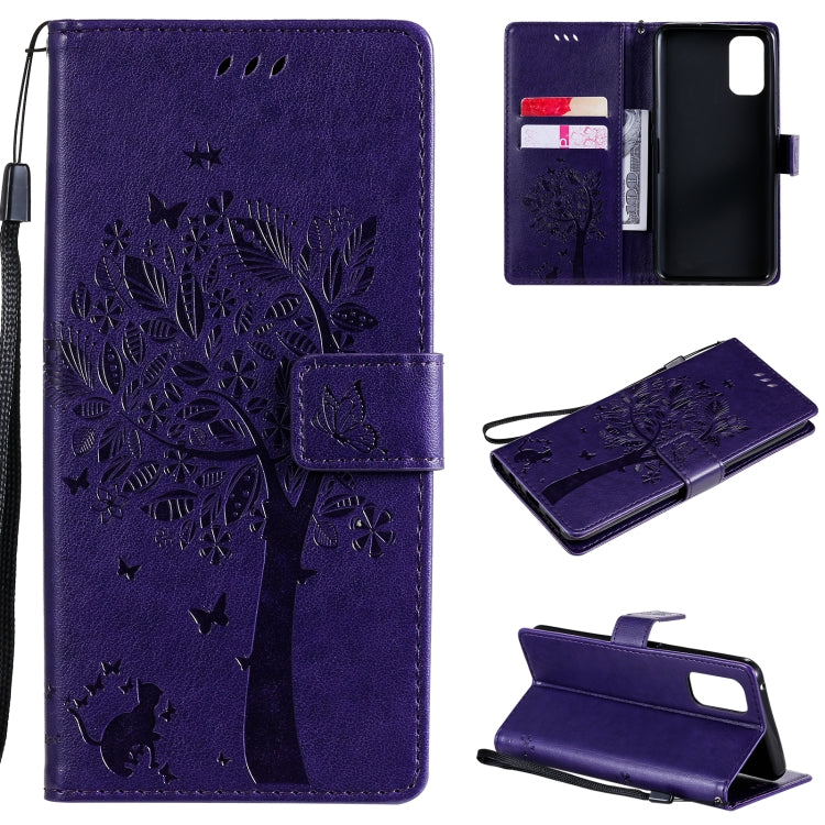 Tree & Cat Pattern Pressed Printing Horizontal Flip PU Leather Case with Holder & Card Slots & Wallet & Lanyard, For OPPO Realme 7 Pro, For Sony Xperia5 II