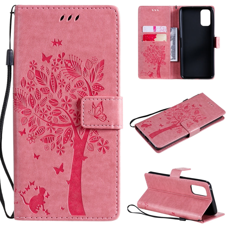 Tree & Cat Pattern Pressed Printing Horizontal Flip PU Leather Case with Holder & Card Slots & Wallet & Lanyard, For OPPO Realme 7 Pro, For Sony Xperia5 II