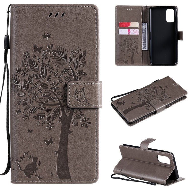 Tree & Cat Pattern Pressed Printing Horizontal Flip PU Leather Case with Holder & Card Slots & Wallet & Lanyard, For OPPO Realme 7 Pro, For Sony Xperia5 II