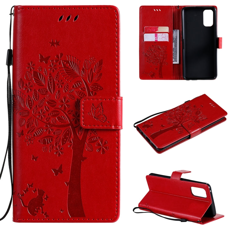 Tree & Cat Pattern Pressed Printing Horizontal Flip PU Leather Case with Holder & Card Slots & Wallet & Lanyard, For OPPO Realme 7 Pro, For Sony Xperia5 II