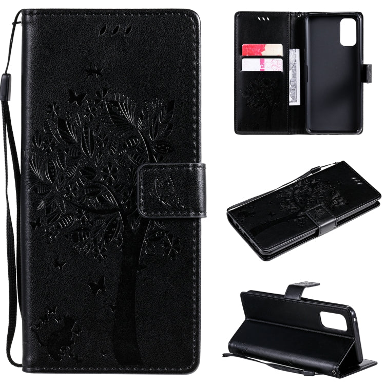 Tree & Cat Pattern Pressed Printing Horizontal Flip PU Leather Case with Holder & Card Slots & Wallet & Lanyard, For OPPO Realme 7 Pro, For Sony Xperia5 II