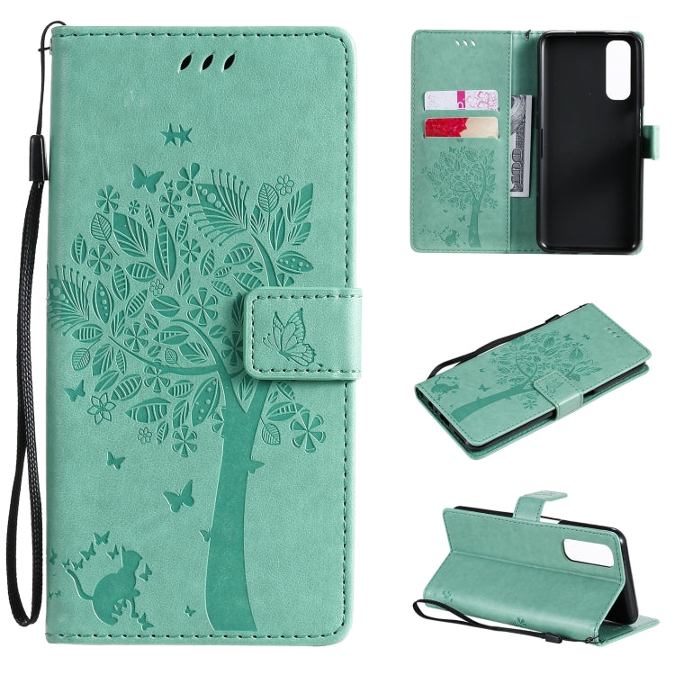 Tree Cat Pattern PU Leather Flip Case Xiaomi Mi 10T Lite 5G OPPO Realme 7