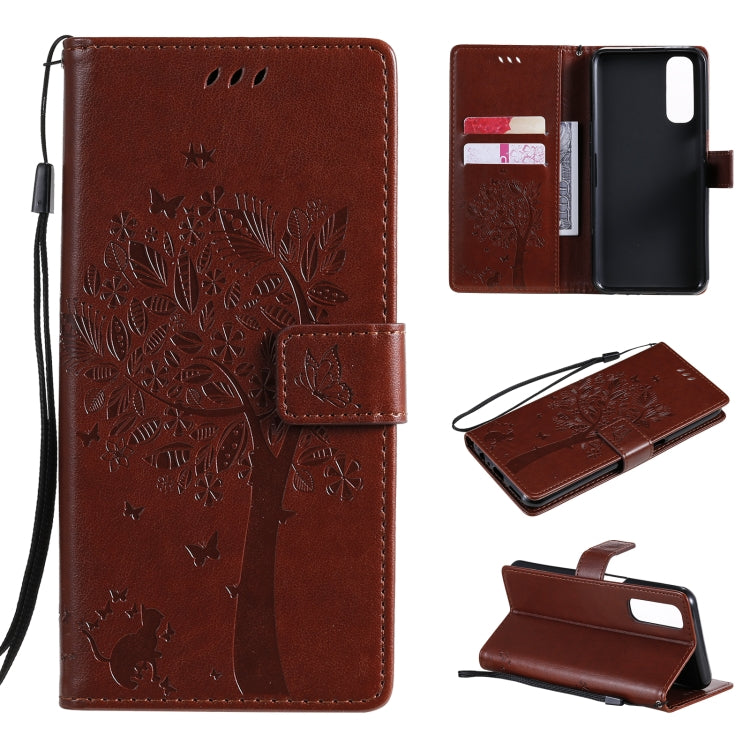 Tree Cat Pattern PU Leather Flip Case Xiaomi Mi 10T Lite 5G OPPO Realme 7