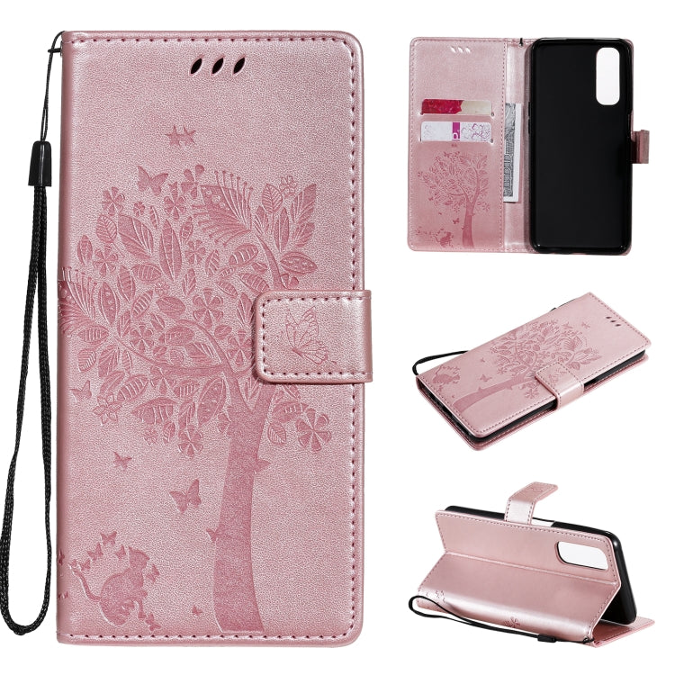 Tree Cat Pattern PU Leather Flip Case Xiaomi Mi 10T Lite 5G OPPO Realme 7