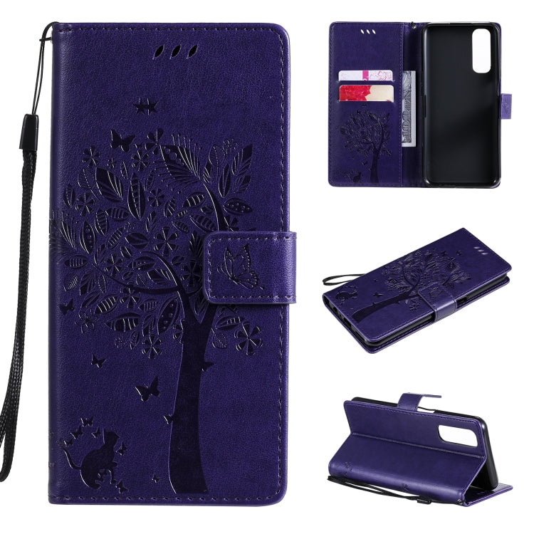 Tree Cat Pattern PU Leather Flip Case Xiaomi Mi 10T Lite 5G OPPO Realme 7
