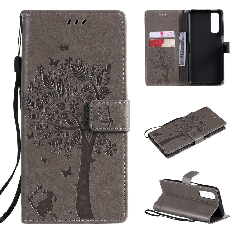 Tree Cat Pattern PU Leather Flip Case Xiaomi Mi 10T Lite 5G OPPO Realme 7