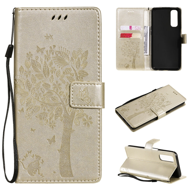 Tree Cat Pattern PU Leather Flip Case Xiaomi Mi 10T Lite 5G OPPO Realme 7