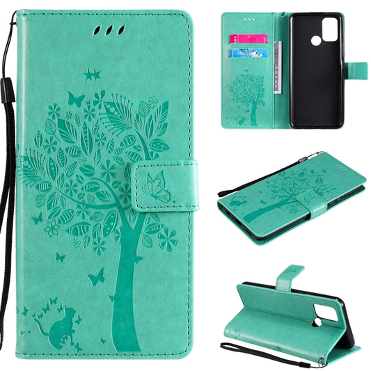 Tree and cat pattern leather flip case with card slots for Xiaomi Mi 10T Pro
