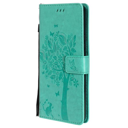 Pressed printing design wallet case featuring trees and cats, Realme 7i compatible