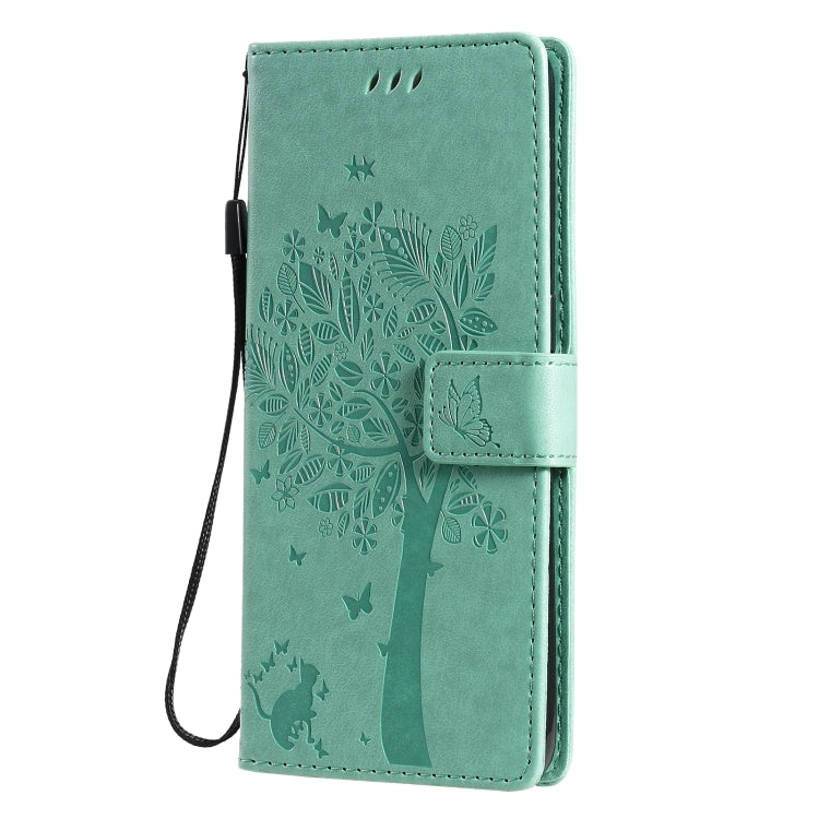 Tree & Cat Pattern Pressed Printing Horizontal Flip PU Leather Case with Holder & Card Slots & Wallet & Lanyard, For OPPO Reno4 Pro 4G, For OnePlus 8T