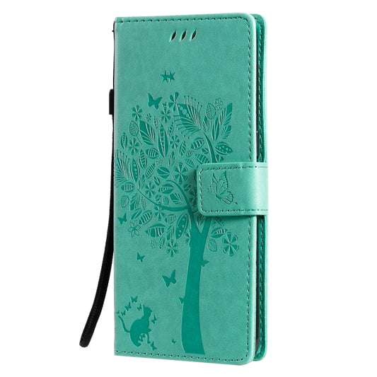 Pressed printing leather case for OPPO Reno4 featuring nature and feline design
