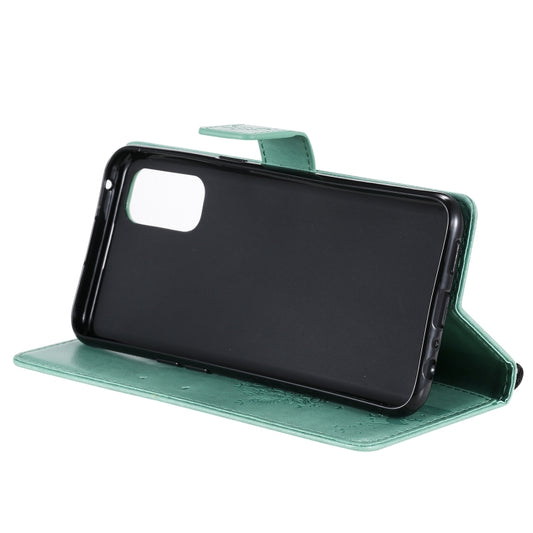 Detailed view of pressed printing pattern on OPPO Reno4 leather flip case