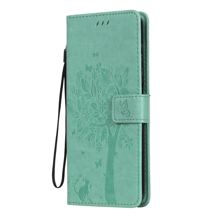 Tree & Cat Pattern Pressed Printing Horizontal Flip PU Leather Case with Holder & Card Slots & Wallet & Lanyard, For Xiaomi Mi 10T Lite 5G, For OPPO Realme 7