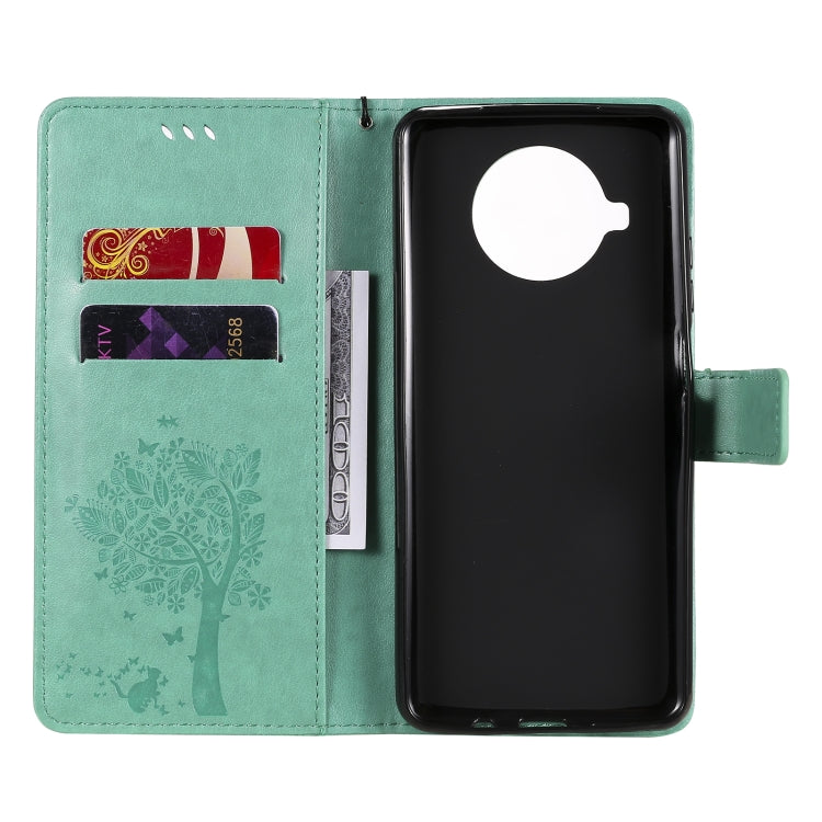 Tree & Cat Pattern Pressed Printing Horizontal Flip PU Leather Case with Holder & Card Slots & Wallet & Lanyard, For Xiaomi Mi 10T Lite 5G, For OPPO Realme 7