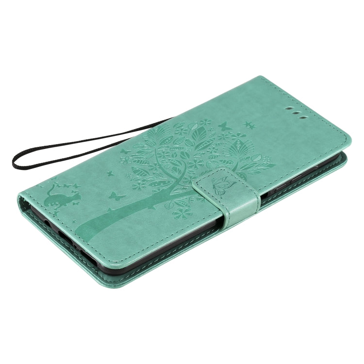 Tree & Cat Pattern Pressed Printing Horizontal Flip PU Leather Case with Holder & Card Slots & Wallet & Lanyard, For Xiaomi Mi 10T Lite 5G, For OPPO Realme 7