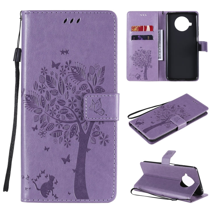 Tree & Cat Pattern Pressed Printing Horizontal Flip PU Leather Case with Holder & Card Slots & Wallet & Lanyard, For Xiaomi Mi 10T Lite 5G, For OPPO Realme 7