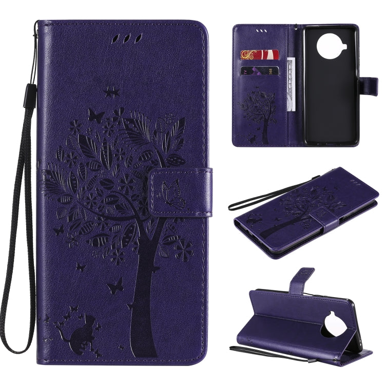 Tree & Cat Pattern Pressed Printing Horizontal Flip PU Leather Case with Holder & Card Slots & Wallet & Lanyard, For Xiaomi Mi 10T Lite 5G, For OPPO Realme 7