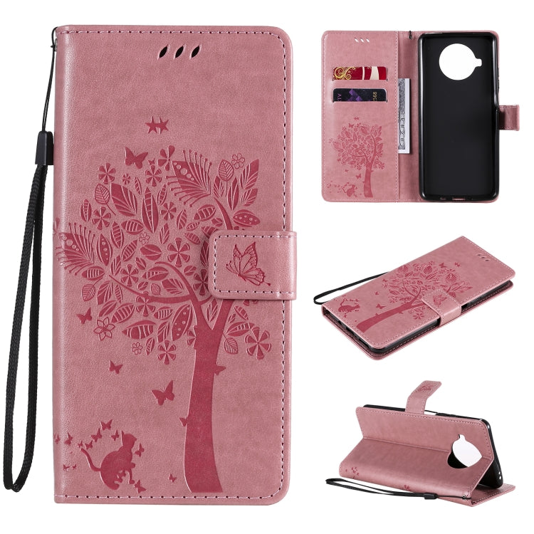 Tree & Cat Pattern Pressed Printing Horizontal Flip PU Leather Case with Holder & Card Slots & Wallet & Lanyard, For Xiaomi Mi 10T Lite 5G, For OPPO Realme 7