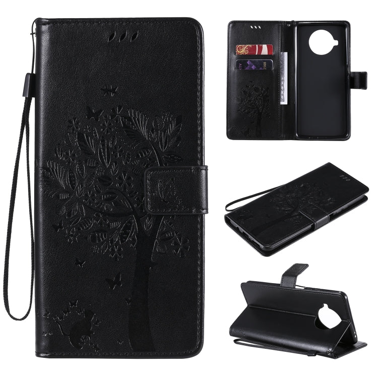 Tree & Cat Pattern Pressed Printing Horizontal Flip PU Leather Case with Holder & Card Slots & Wallet & Lanyard, For Xiaomi Mi 10T Lite 5G, For OPPO Realme 7