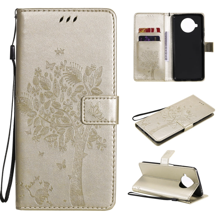 Tree & Cat Pattern Pressed Printing Horizontal Flip PU Leather Case with Holder & Card Slots & Wallet & Lanyard, For Xiaomi Mi 10T Lite 5G, For OPPO Realme 7