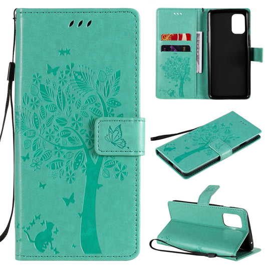 Tree and cat pattern flip case for OnePlus 8T with card slots and lanyard