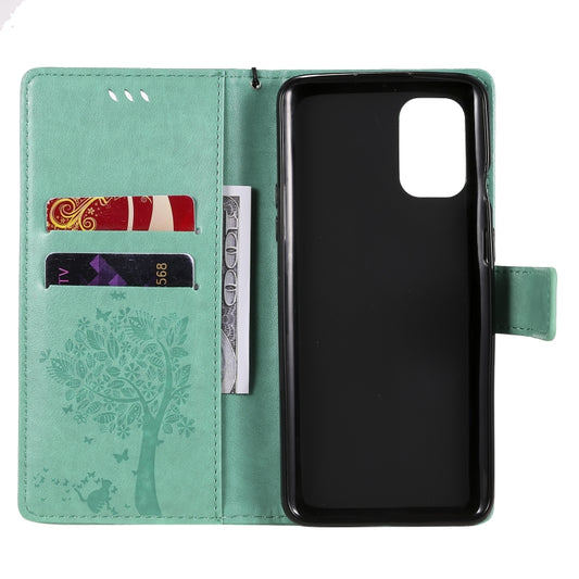 Tree cat pattern PU leather case back cover detail for OnePlus 8T