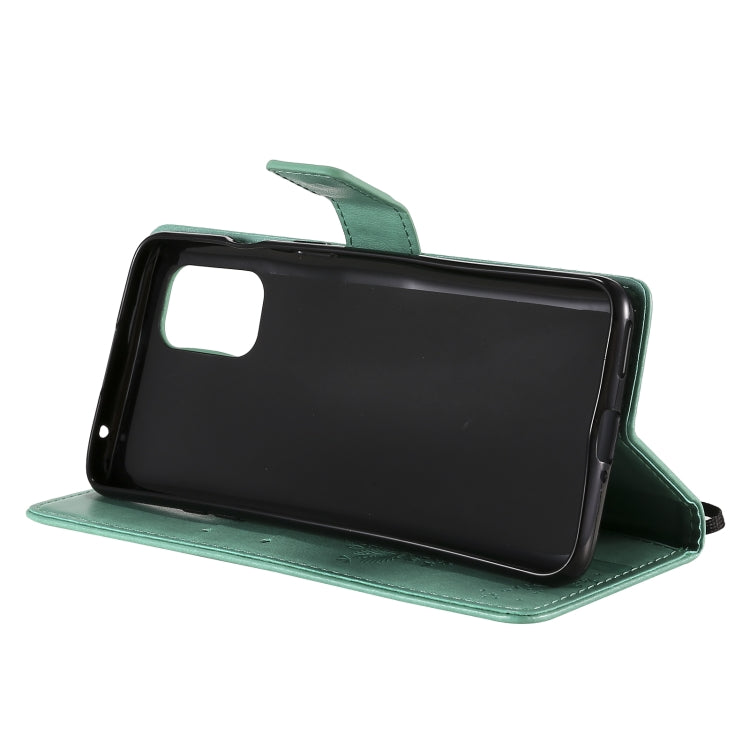 Tree & Cat Pattern Pressed Printing Horizontal Flip PU Leather Case with Holder & Card Slots & Wallet & Lanyard, For OnePlus 8T, For OPPO Reno4 Pro 4G