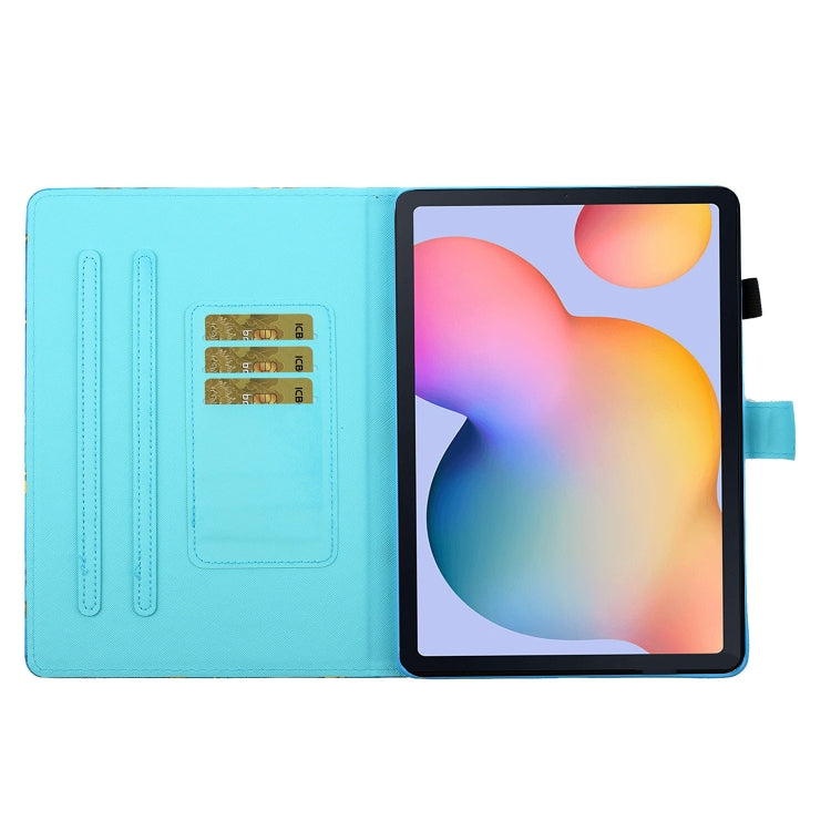 Sewing Thread Horizontal Painted Flat Leather Case with Pen Cover & Anti Skid Strip & Card Slot & Holder & Sleep / Wake-up Function, For Samsung Galaxy Tab S6 Lite SM-P610 / 615, For Amazon Kindle Fire HD8 2020