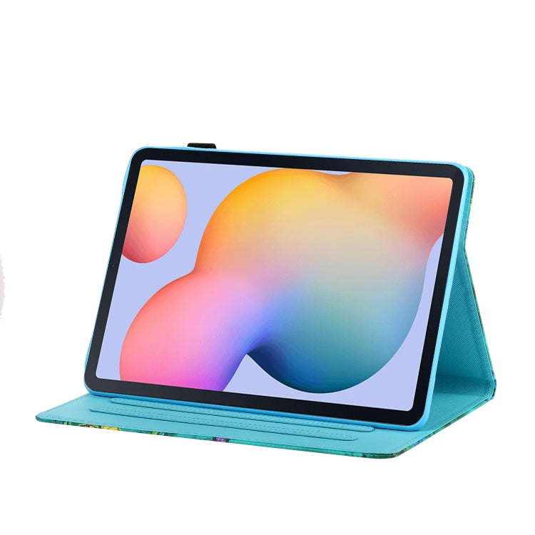 Sewing Thread Horizontal Painted Flat Leather Case with Pen Cover & Anti Skid Strip & Card Slot & Holder & Sleep / Wake-up Function, For Samsung Galaxy Tab S6 Lite SM-P610 / 615, For Amazon Kindle Fire HD8 2020