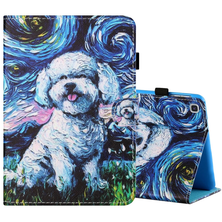 Sewing Thread Horizontal Painted Flat Leather Case with Pen Cover & Anti Skid Strip & Card Slot & Holder & Sleep / Wake-up Function, For Samsung Galaxy Tab S6 Lite SM-P610 / 615, For Amazon Kindle Fire HD8 2020