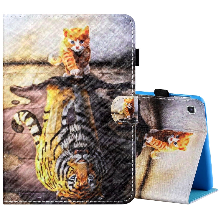 Sewing Thread Horizontal Painted Flat Leather Case with Pen Cover & Anti Skid Strip & Card Slot & Holder & Sleep / Wake-up Function, For Samsung Galaxy Tab S6 Lite SM-P610 / 615, For Amazon Kindle Fire HD8 2020