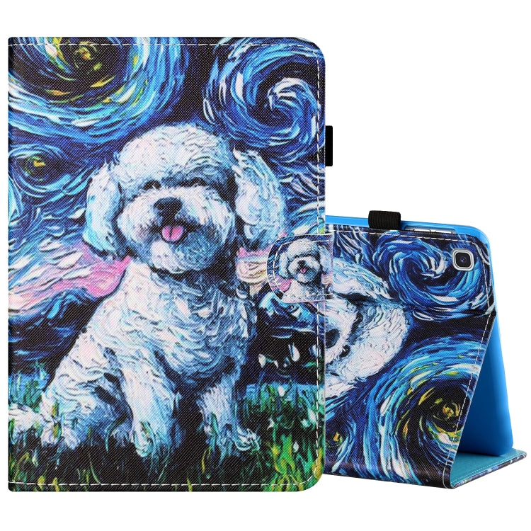Sewing Thread Horizontal Painted Flat Leather Case with Pen Cover & Anti Skid Strip & Card Slot & Holder & Sleep / Wake-up Function, For Samsung Galaxy Tab A7 2020 T500 / T505, For Lenovo Tab M10 X605F / X505